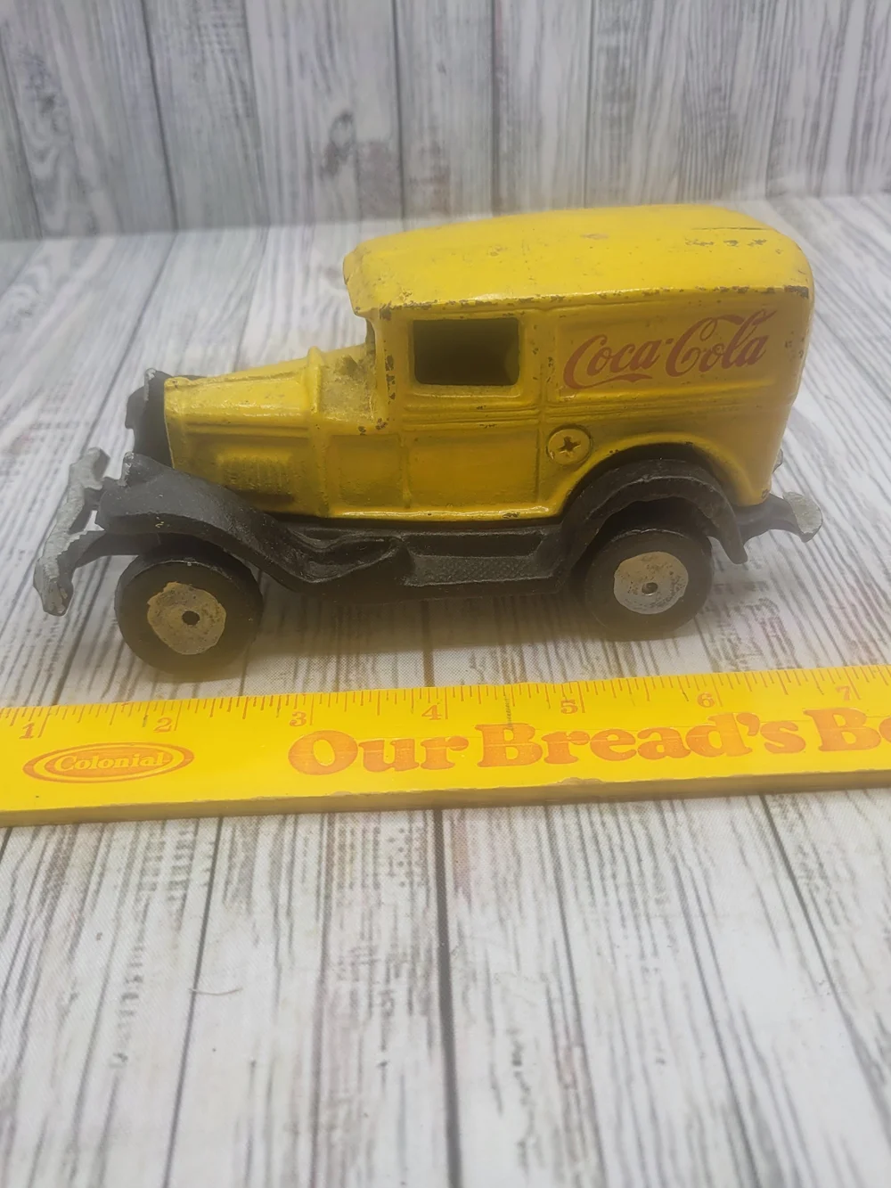 Vintage Cast Iron Coca Cola Yellow Delivery Van